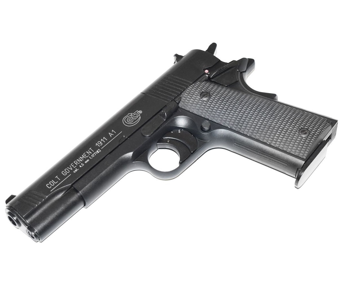 Пистолет пневматический Colt Govermment (черн., с пл/накл.)