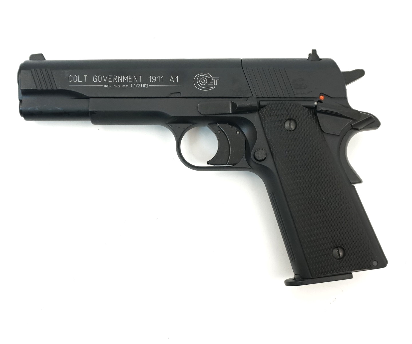 Пистолет пневматический Colt Govermment (черн., с пл/накл.)