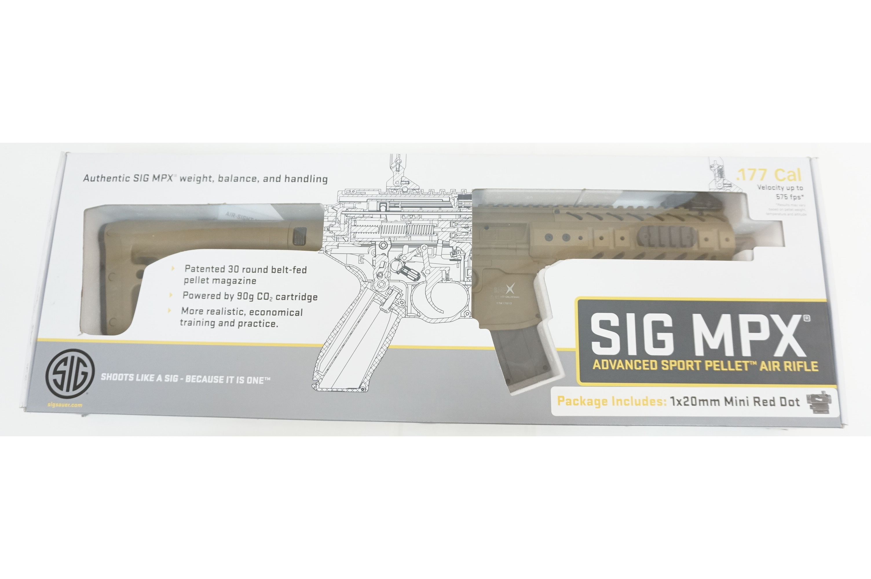 Винтовка пневматическая MPX-177-FDE-R к.4,5мм + коллимат.приц.(песочн.),