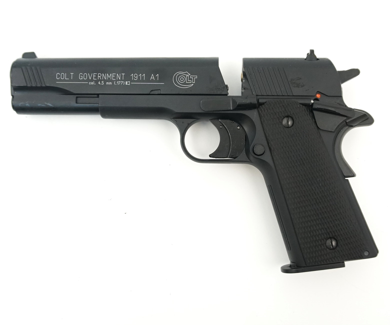 Пистолет пневматический Colt Govermment (черн., с пл/накл.)