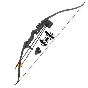 Лук классический детский черный 9 кг, 130 см (прицел, 2 стрелы, крага, кивер)