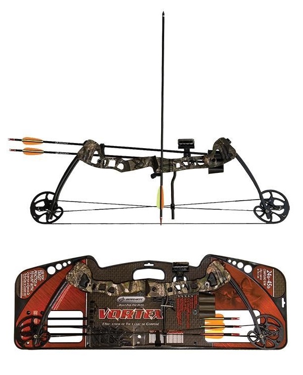 Лук блочный Vortex PKG 9-20кг/19-45lb (прицел, полочка, кивер, 3 стрелы)+рогатка с магазином